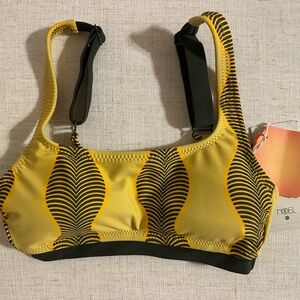 Fe Noel Yellow and Black Patterned Bikini Top